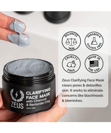 ZEUS Clarifying Face Mask with Charcoal & Bentonite Clay | Detox Facial Mask for All Skin Types | Made in USA - 4 oz - Buy Online on GoSupps.com