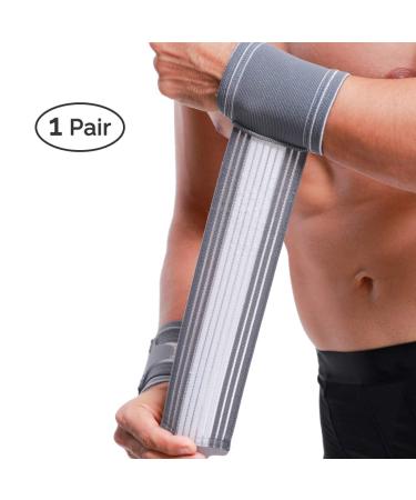Neotech Care Wrist Band - Adjustable Compression Strap - Elastic & Breathable Fabric - Support Sleeve for Tennis Sports Exercise - Men Women Right or Left - Grey Colour (Size S 1 Pair) S 2 - Buy Online on GoSupps.com