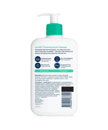 CeraVe Foaming Facial Cleanser - 16 fl oz for Normal to Oily Skin | Deep Clean & Hydrate - Buy Online on GoSupps.com