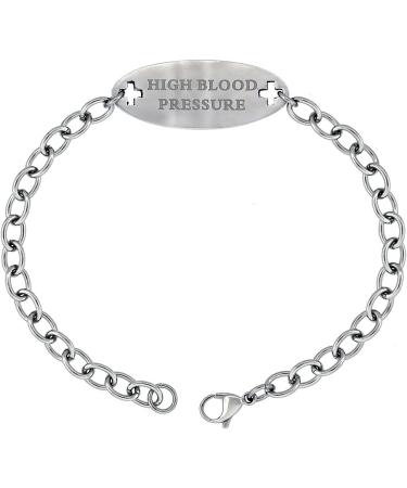Surgical Steel Medical Alert Bracelet for High Blood Pressure - 9/16" Wide 9" Long - Durable & Stylish ID Jewelry - Buy Online on GoSupps.com