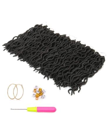 Wavy Gypsy Locs Crochet Hair 12 Inch 8 Packs/Lot Ombre Goddess Wavy Faux Locs Synthetic Braiding Hair | Short Dreadlocs Hair Extensions (Black 1B) - 12 Inch (Pack of 8) - Buy Online on GoSupps.com