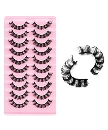 10 Pairs of 3D Russian False Eyelashes DD Curved Thick Chemical Fiber Lifelike Lashes (black)