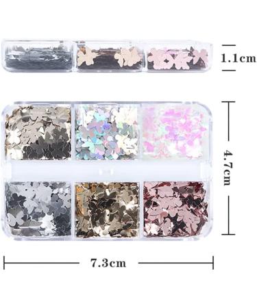 Butterfly Nail Art Glitter - 6 Girds Gold Holographic Confetti for DIY Manicure - Buy Online on GoSupps.com