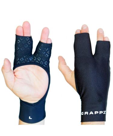 Grappz Flexible Splint for Fingers - Finger Tape & Sports Tape Alternative Athletic Gloves Pair, Injury Jam Protection & Grip Support for BJJ, & All Sports (Black, Unisex) Medium