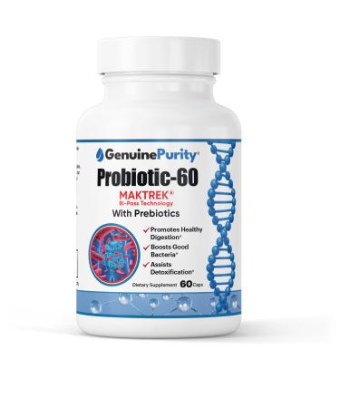GenuinePurity - Probiotic Supplement 60 Billion CFU - Multi-Strain Probiotics with MAKTREK Bi-Pass Technology -Supports Digestive Balance Gut Health & Daily Wellness