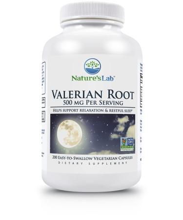 Nature's Lab Valerian Root 500mg Dietary Supplement  Helps Support Relaxation & Restful Sleep  200 Capsules (3 Month Supply)