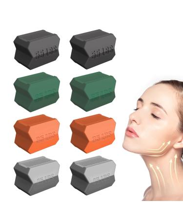 Jawline Trainer 8 Pieces Jaw Exerciser with 4 Resistance Levels Jawline Gum for Men and Women Jaw Design