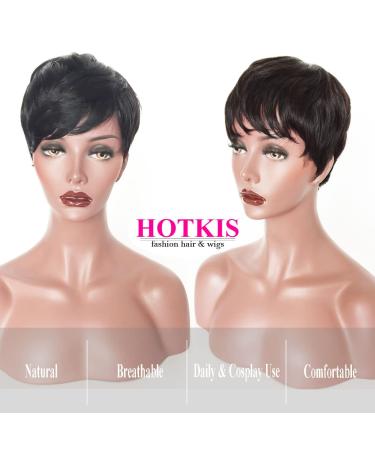 HOTKIS Human Hair Short Pixie Cut Wig for Black Women - Brazilian Virgin Hair (Natural) - Buy Online on GoSupps.com
