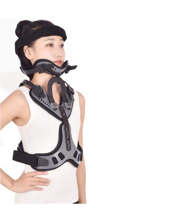 Cervical Thoracic Orthesis Adjuatable Head Neck Chest Brace - Joint Support & Rehabilitation for Men And Women - Includes Cervical Traction Device Unity Size Black