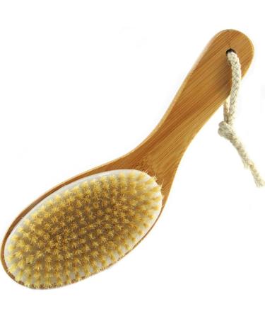 Dxiumzhp Korperbursten hard natural bristle hair gentle and non -charming skin brush bamboo non -slip bathing brush with short stem (color: natural size: 9.8 * 2.8inches * 1)