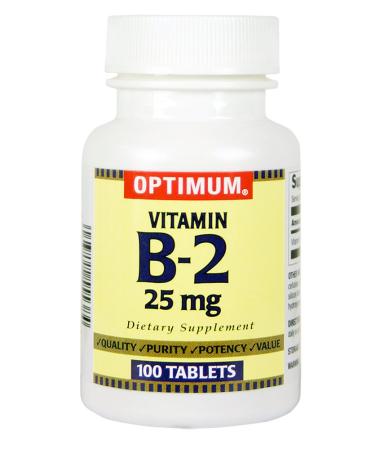 Optimum Vitamin B-2 Tablets, 25 Mg, 100 Count (Pack of 2)