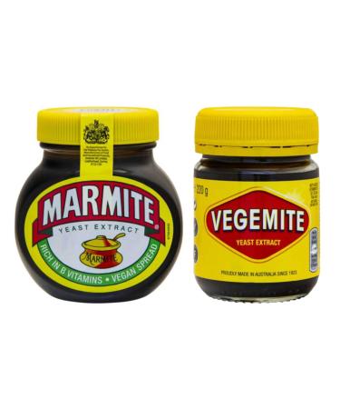 Marmite Yeast Extract Spread 250g & Kraft Vegetable Yeast Extract 220g | Perfect on toast for a unique and delicious breakfast | Pack of 2