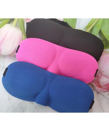 3 Pack Soft Microfiber Cloth Eye Sleep Mask Set - Stress Relief Blindfold Cover for Kids & Adults - Perfect for Travel, Yoga, Office - Rose Red, Blue, Black - Buy Online on GoSupps.com