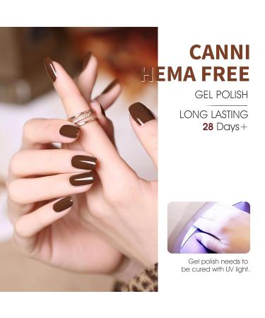 CANNI 6Pcs Hema-Free Nude Brown Gel Nail Polish Set - Dark Brown Fall Colors for DIY Home Salon & Holiday Gifts - 9ml Portable Nail Art Kit - Buy Online on GoSupps.com