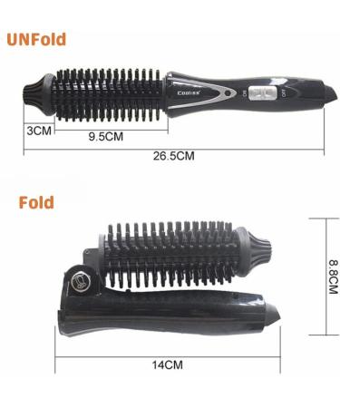Mini Collapsible Hair Curler - Tangle-Free Dual Voltage Travel-Friendly Hot Brush Styling Wand (Black) - Buy Online on GoSupps.com