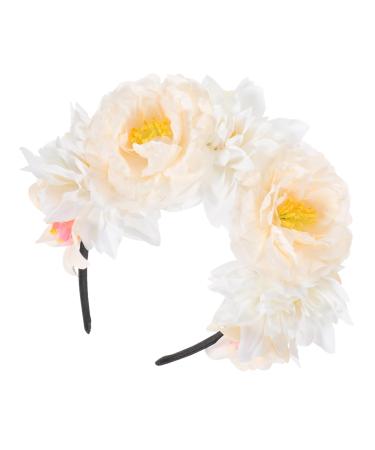 Beavorty Flower Headband Garland Vintage Decor Retro Decor Flower Headpiece Hair Decoration Flower Hair Accessories for Women Prom Headpiece White The Photo Cosplay Travel Fabric