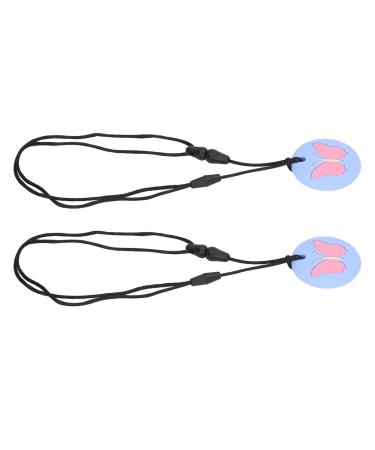 Colonet sensory chewing chain for relieving symptoms safe silicone with suitable hardness easy to clean for growth 2 pieces (sky blue)