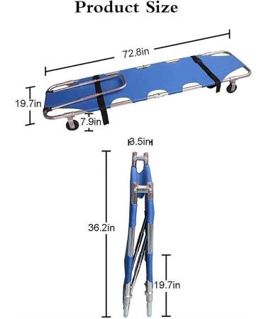 Portable Folding Emergency Rescue Stretcher Bed 4 Wheels Flat Stretcher Aluminum Alloy Patient Transport Stretcher with Safety Belt and Tie Rod - Buy Online on GoSupps.com