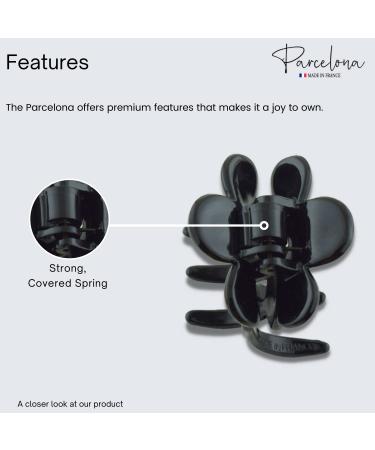 Parcelona French Belle Fleur Small 1 1/2 Celluloid Hair Claw - No Slip Grip, Strong Hold, Made in France (Solid Black) - Buy Online on GoSupps.com