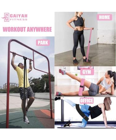 GAIYAH FITNESS Long Fabric Resistance Bands Set for Women - Pink/Black-2 - Buy Online on GoSupps.com