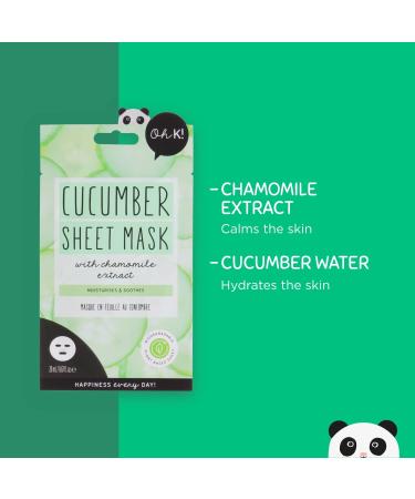 Oh K! Soothing Cucumber Sheet Mask for Sensitive Skin Hydrating and Reduces Redness Biodegradable Vegan and Cruelty Free 27g - Buy Online on GoSupps.com