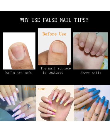 ToouYoun 400pcs Clear Coffin Press-On Nails | Long Full Cover Acrylic Nail Tips for DIY Nail Art - Buy Online on GoSupps.com