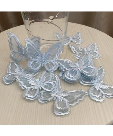 12pcs Light Blue Butterfly Lace Trim Organza Patches for DIY Crafts and Wedding Decor - Buy Online on GoSupps.com