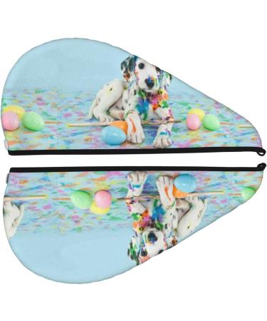 Funny Dalmatian Puppy Hair Towel Wrap | Quick-Dry Hair Turban | Best Hair Drying Towel with Button for Efficient Use - Buy Online on GoSupps.com