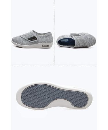 Women's Large Velcro Adjustable Diabetes Shoes for Elderly | Wide Anti-Slip Shoes with Air Cushioned Soles in Dark Gray - Buy Online on GoSupps.com