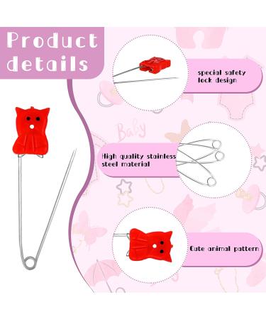 30 Pieces 2.4 Inch Stainless Steel Diaper Pins with Animal Pattern Plastic Head - Baby Safety Pins for Kids - Random Patterns - Buy Online on GoSupps.com