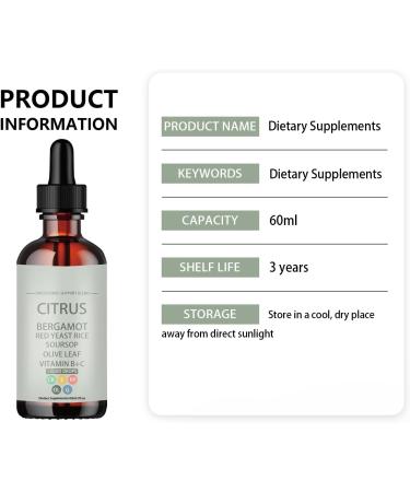 Red Yeast Rice Drops Cholesterol Support Blend with Citrus Bergamot Red Yeast Rice Soursop Olive Leaf Vitamin B+C Non-GMO Natural Vegan 2 fl oz Dietary Supplement (Pack of 2) 2 Fl Oz (Pack of 2) - Buy Online on GoSupps.com