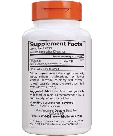 Doctor's Best Ubiquinol 200 mg - 120 Softgels | Premium CoQ10 Supplement - Buy Online on GoSupps.com
