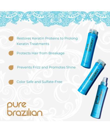 Pure Brazilian Daily Essentials Kit - Anti Frizz Shampoo Conditioner & Miracle Leave-In | Keratin Cocoa Butter Bulgarian Rose Water - 3 Piece Set for Healthy Hair - Buy Online on GoSupps.com