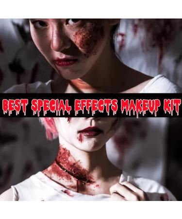 Bowitzki SFX Makeup Kit - Halloween Face & Body Paint, Liquid Latex, Fake Blood, Brushes - for Zombie, Vampire, Monster, Special Effects - Christmas Party - Red, Black, White - Buy Online on GoSupps.com
