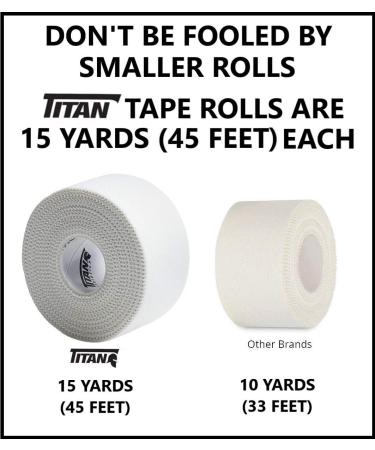 Titan Athletics 12-Pack Premium White Athletic Tape/Sports Tape - 1.5 Inch x 45 Feet - 100% Cotton with Zinc Oxide - Easy Tear Zig Zag Design - No Residue - 12 Pack - Buy Online on GoSupps.com