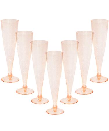 Homy Feel Rose Gold Glitter Plastic Rose Gold Wine Glasses 30 Pack 5OZ Champagne Flutes Disposable for Party Plastic Champagne Flutes Mimosa Bar Glasse