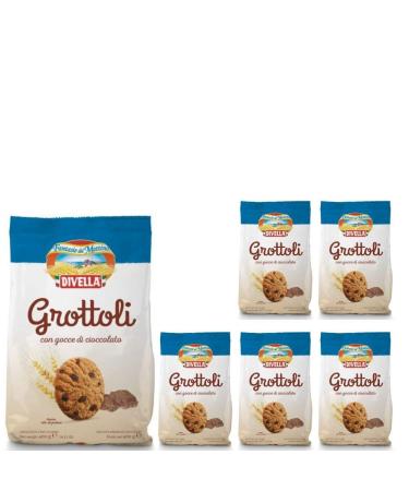 Divella Grottoli Cookies with Chocolate Drops 6 Packs of 400 grams