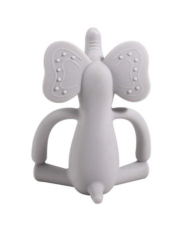 Baby Teether Pacifier - Food Grade Liquid Silicone Teething Toy - BPA Free, Multi-Texture Cute Elephant Design - Soft and Durable (Gray) - Buy Online on GoSupps.com