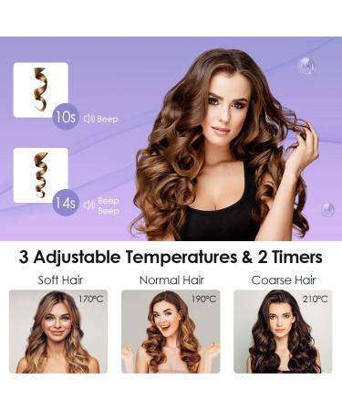 Faszin 32mm Hair Curler: 360 Rotating Automatic Curling Wand for Long Hair - 3-Speed Adjustable Temperature - Double Anti-Scald - Lavender Color - Buy Online on GoSupps.com