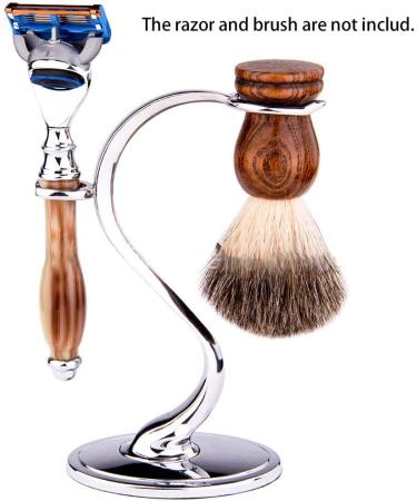 Practical Silver Razor Holder & Shaving Brush Stand - Compact Non-Slip Universal Bathroom Tool for Men (15.5cm) - Buy Online on GoSupps.com