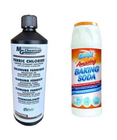 MG Chemicals 415-1L Ferric Chloride 945mL Liquid Bottle & Duzzit Amazing Baking Soda Multi Purpose Household Cleaner 500 g 1 Litre + Multi Purpose hold Cleaner 500g