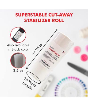 Superpunch 2.5 oz Cutaway Stabilizer for Embroidery Machines - Medium Weight 8 x 20 Yards Roll - Made in USA (White) - Buy Online on GoSupps.com