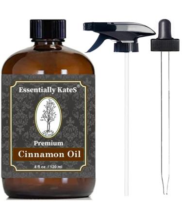 Premium Cinnamon Oil 4 Fl Oz with Huge Dropper and Sprayer - 100% Pure Natural & Therapeutic - Cleaning DIY Soap Diffuser Aromatherapy Garden and Kitchen - Indoor and Outdoor
