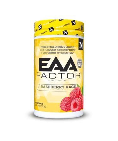 EAA Factor BCAA Essential Amino Acids Powder Raspberry Rage 30 Servings - Sugar & Caffeine Free Intra & Post Workout Drink with Electrolytes - Improve Muscle Recovery & Hydration