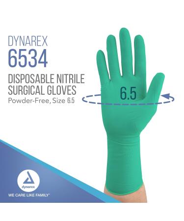 Dynarex Sterile Nitrile Surgical Gloves - Powder-Free, Puncture-Resistant, 6.5 Size, 6 Mil - Case of 200 Pairs - Buy Online on GoSupps.com