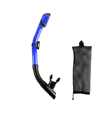 SACBOLA Dry Snorkel for Easy Breathing Use for Snorkeling Free Diving Lung Diving and Swimming Top Stop Valve and Silicone Mouthpiece Use with Diving mask Blue/Clear