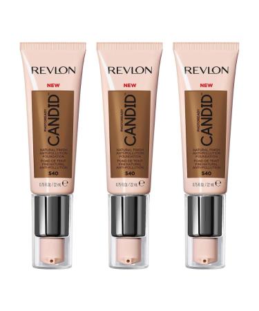3 x Revlon Photoready Candid Natural Finish Foundation 22ml - 540 Walnut