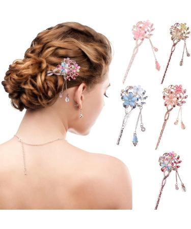 Chinese Hair Stick Metal Vintage Hair Sticks with Tassel Elegant Shiny Rhinestone Hair Accessories Hair Styling Accessories Chinese Style Hair Sticks for Decorative Hair Solid Hairstyle for Women - Buy Online on GoSupps.com