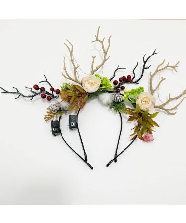 Prosy LED Flower Light up Antlers Headbands Glowing Butterfly Headband Christmas Hair Bands Party Decorative for Women and Girls Multicolor 7 - Buy Online on GoSupps.com