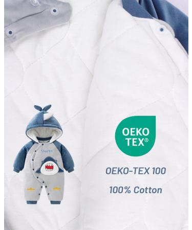 Vine Baby Hooded Romper: Cotton Thicken Jumpsuit Outwear for Boys and Girls - 6 Months, Blue - Buy Online on GoSupps.com